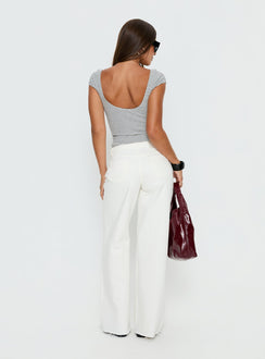 Designed with the Darla Low Rise Straight Leg Jean White in womens-jeans back view of model wearing Princess Polly