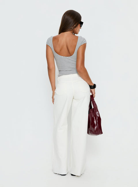 Designed with the Darla Low Rise Straight Leg Jean White in womens-jeans back view of model wearing Princess Polly