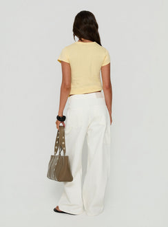 Experience Mistree Mid Rise Baggy Cargo Jeans White in womens-jeans with mid-rise back view of model wearing Princess Polly