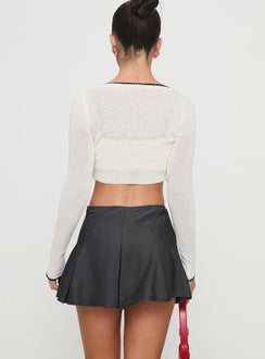 back view of model wearing Princess Polly Little Bow Peep Mini Skirt Grey Mini Skirts Skirts 