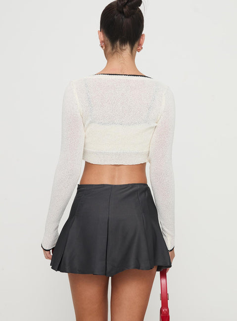 back view of model wearing Princess Polly Little Bow Peep Mini Skirt Grey Mini Skirts Skirts 