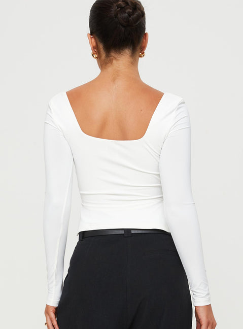 product Princess Polly Full Sleeves Asymmetric Neckline  Rehna Long Sleeve Top White