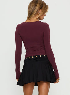 back view of model wearing Princess Polly Amryn Eyelet Mini Skirt Black Mini Skirts Skirts 