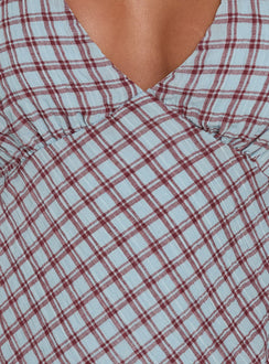 Nellie Halter Mini Dress Blue Check
