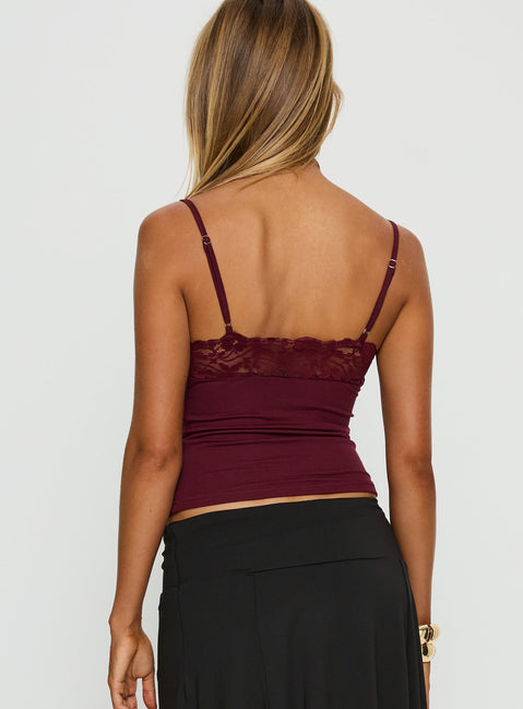 Rhiara Lace Trim Top Cherry