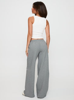 back view of model wearing Princess Polly All Day Straight Leg Sweatpants Grey Marle Low Rise Pants Pants 