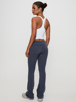 back view of model wearing Princess Polly Movement Yoga Pant Blue High Rise Pants Pants 