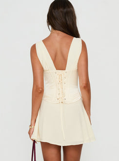 Lucillah Corset Chiffon Mini Dress Cream