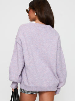 back view of model wearing Princess Polly Ryanna Sweater Lilac Longline Jumpers Jumpers 