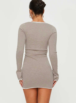 product Princess Polly Square Neck  Rutter Long Sleeve Mini Dress Grey