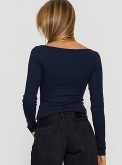 Keslie Long Sleeve Henley Top Navy