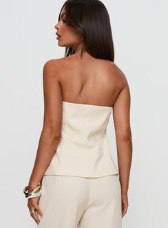 Lavish Living Strapless Top Cream Petite