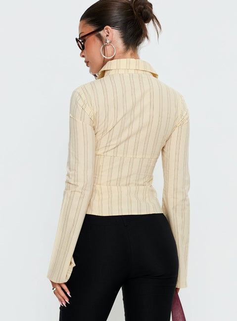 Wrenner Layered Long Sleeve Top Yellow Stripe