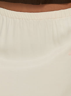 Showcasing the Bella Lace Trim Midi Skirt Butter womens-skirts with midi length detail Princess Polly