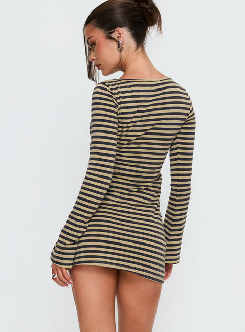 Bryanna Long Sleeve Mini Dress Yellow / Navy