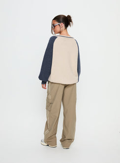 back view of model wearing Princess Polly Ellyn Baggy Cargo Pants Khaki Mid Rise Pants Pants 