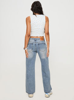 Ronine Low Rise Wide Leg Jeans Light Wash Low Rise Jeans Jeans 