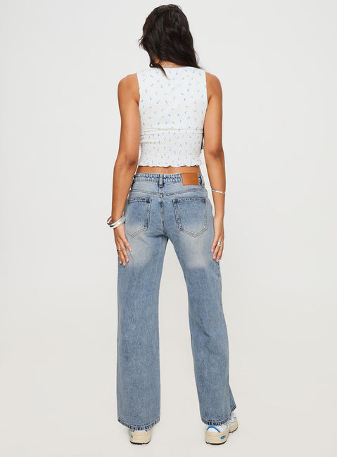 Ronine Low Rise Wide Leg Jeans Light Wash Low Rise Jeans Jeans 