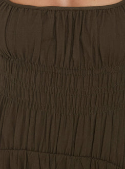 Magnolie Shirred Maxi Dress Green