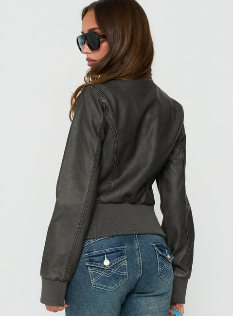 Marykate Funnel Neck Fitted Jacket Washed Black