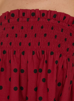 Peachy Keen Frill Cami Top Red Polka Dot
