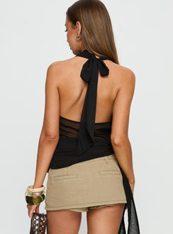 Tango For Two Halter Plunge Top Black