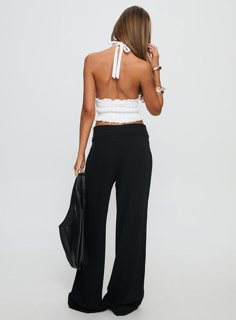back view of model wearing Princess Polly Raymonde Pants Black High Rise Pants Pants 