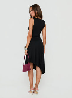 Jordunn Sleeveless Asymmetrical Midi Dress Charcoal