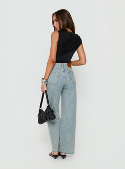 Fawcett High Rise Straight Leg Jeans Light Blue Wash