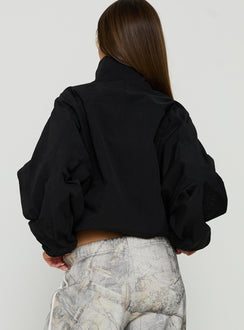 Kallow Funnel Neck Windbreaker Jacket Black