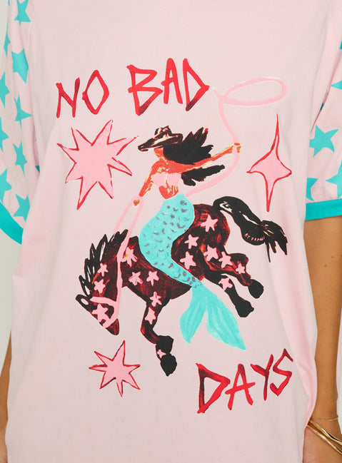 No Bad Days Oversized Graphic Tee Pink / Multi