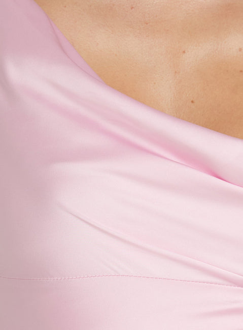 Nelleah One Shoulder Satin Mini Dress Pink