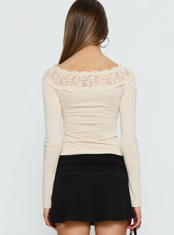 Breiann Lace Off Shoulder Long Sleeve Top Butter