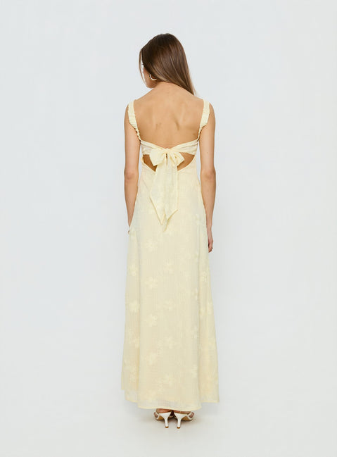 Maisone Broderie Maxi Dress Lemon