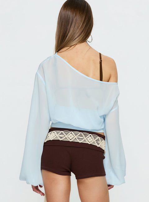 Idalina Slouchy Chiffon Top Blue