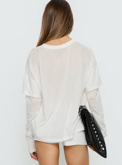 Settle Down Layered Long Sleeve Top White