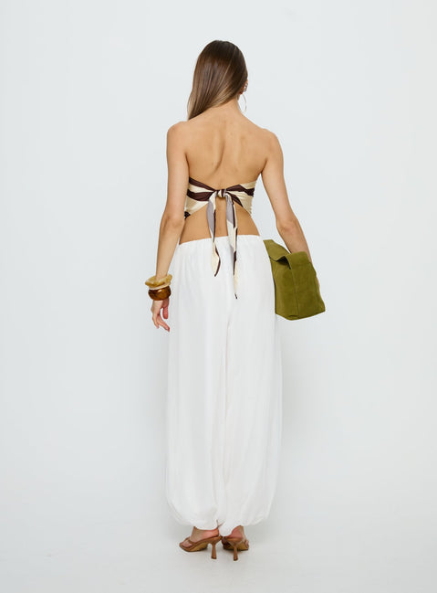 back view of model wearing Princess Polly Mirosa Balloon Leg Pants White Mid Rise Pants Pants 