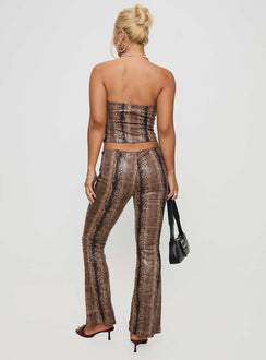 back view of model wearing Princess Polly Slither Pants Snake Print Low Rise Pants Pants 