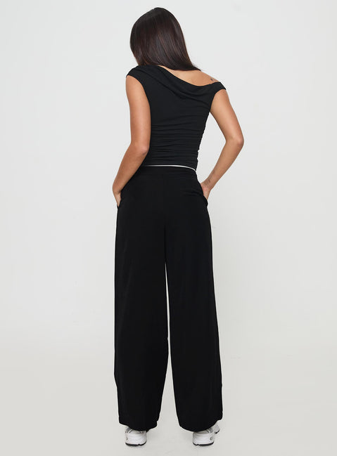 back view of model wearing Princess Polly Burna Pants Black High Rise Pants Pants 