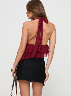 back view of model wearing Princess Polly Vitoria Ruched Lace Mini Skirt Black Mini Skirts Skirts 