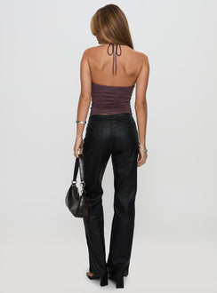 back view of model wearing Princess Polly Play The Tapes Pants Black Pants 