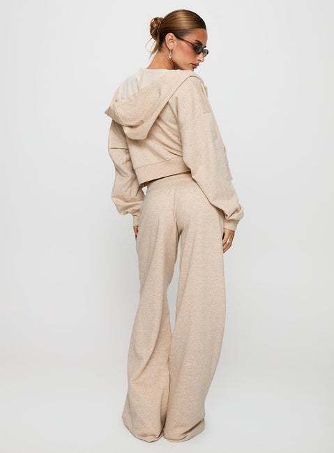 back view of model wearing Princess Polly Mindful Low Rise Pant Oat Marle Pants 