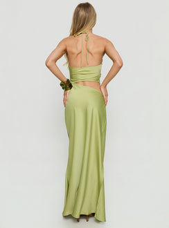 Morissa Halter Cut Out Maxi Dress Green