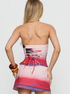 Delila Strapless Tie Up Top Sunset Multi