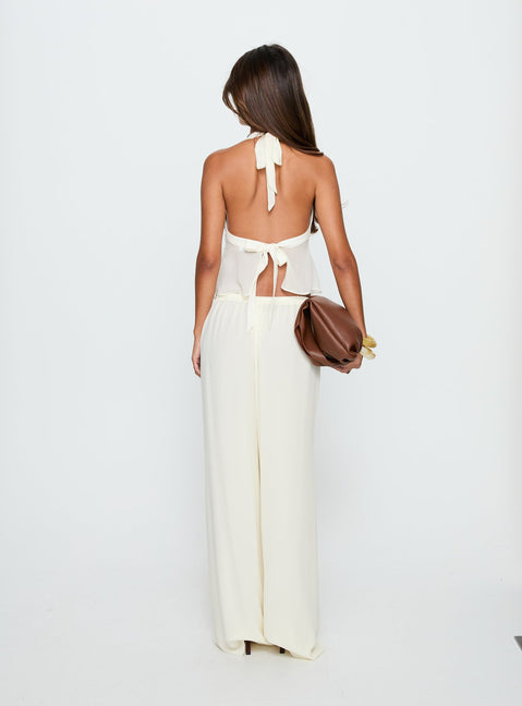 Introducing the Finesse Pants Yellow womens-regular-pants with mid-rise back view of model wearing Princess Polly