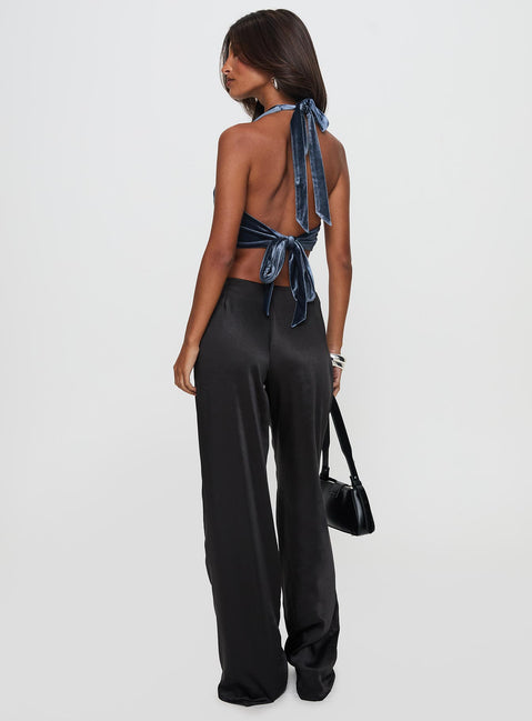 back view of model wearing Princess Polly Thrill Of It All Pant Black High Rise Pants Pants 