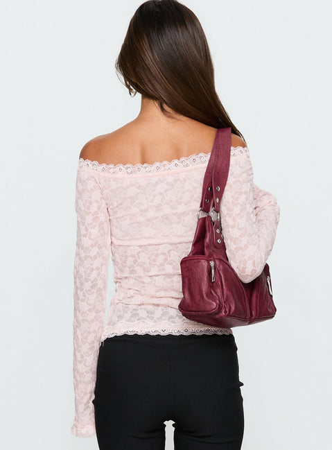 Mochapella Off The Shoulder Top Soft Pink