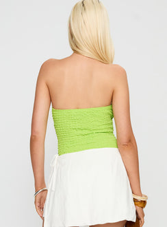 back view of model wearing Princess Polly Private Party Strapless Bodysuit Green Sleeveless Bodysuit 