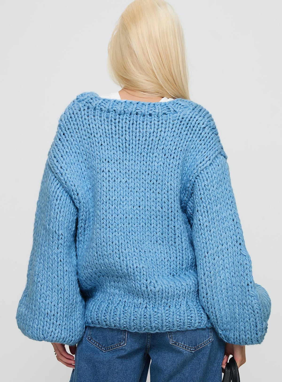 product Princess Polly Arrowtown Hand Knit Sweater Blue Longline Jumpers Jumpers 