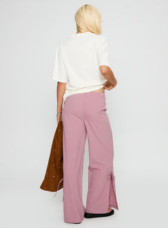 back view of model wearing Princess Polly Jinxie Tie Side Pants Pink Gingham High Rise Pants Pants 